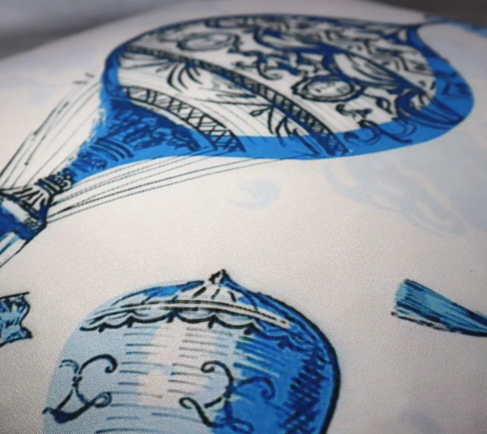 Canvello Elegance in Bloom Blue Print Silk Throw Pillow Canvello