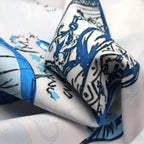 Canvello Elegance in Bloom Blue Print Silk Throw Pillow Canvello