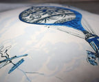 Canvello Elegance in Bloom Blue Print Silk Throw Pillow, lifestyle image - House Of Avana