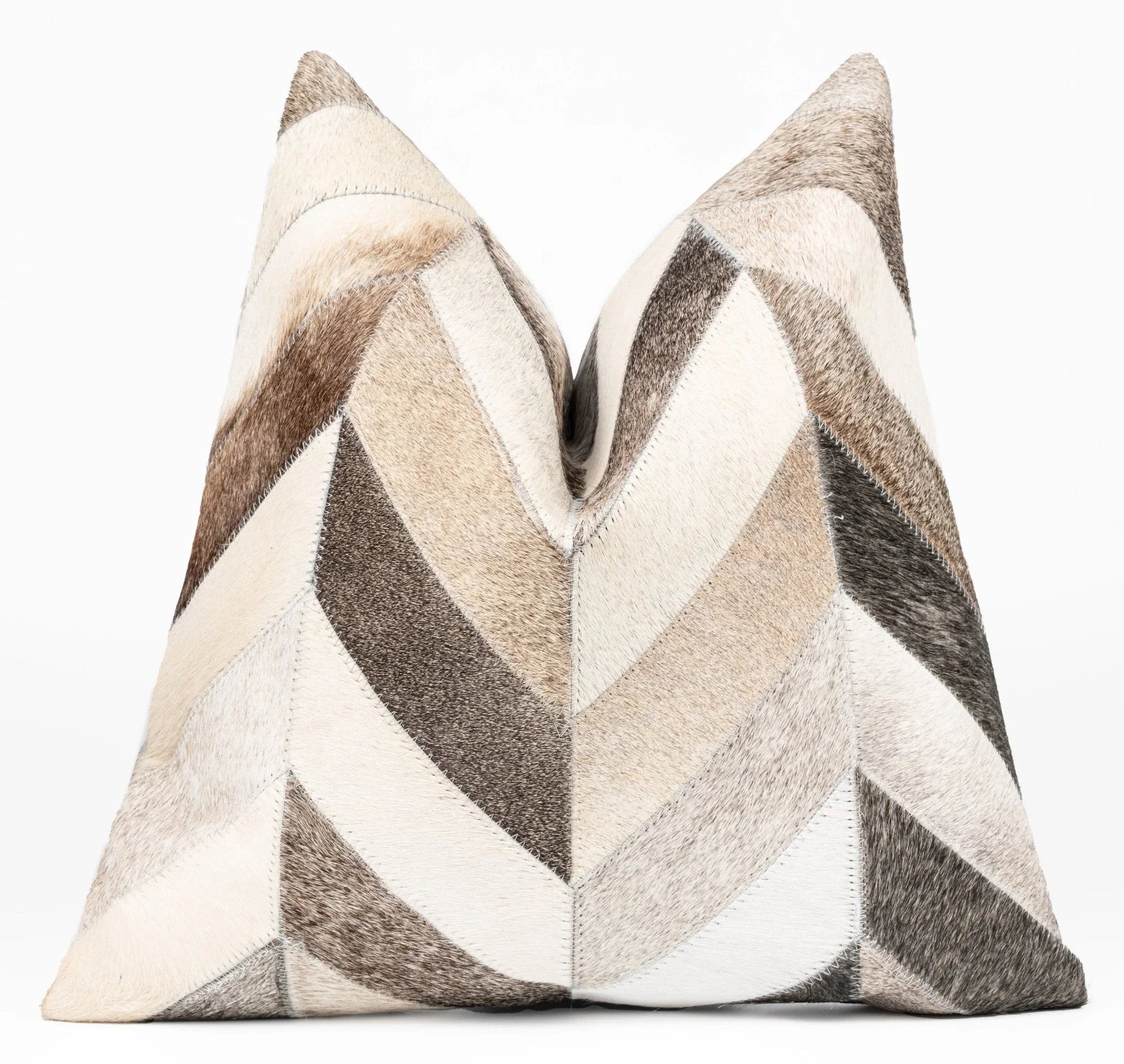 Canvello Genuine Cowhide Leather Decorative Throw Pillows - Handmade Patchwork Boho Accent Pillows For Sofa, Couch, Bed, Chair - Western Southwestern Farmhouse Pillow Covers With Feather Down Insert Included Canvello