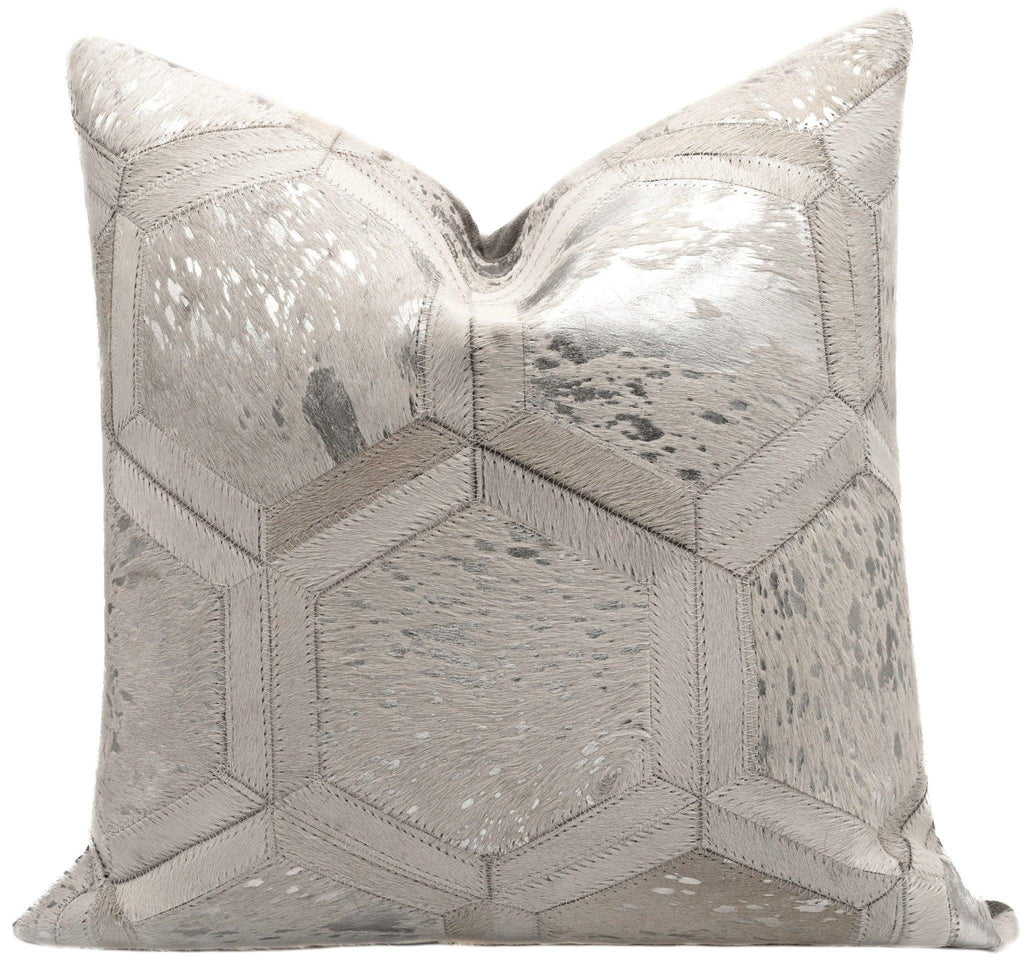 Canvello Genuine Cowhide Leather Decorative Throw Pillows - Handmade Patchwork Boho Accent Pillows For Sofa, Couch, Bed, Chair - Western Southwestern Farmhouse Pillow Covers With Feather Down Insert Included Canvello