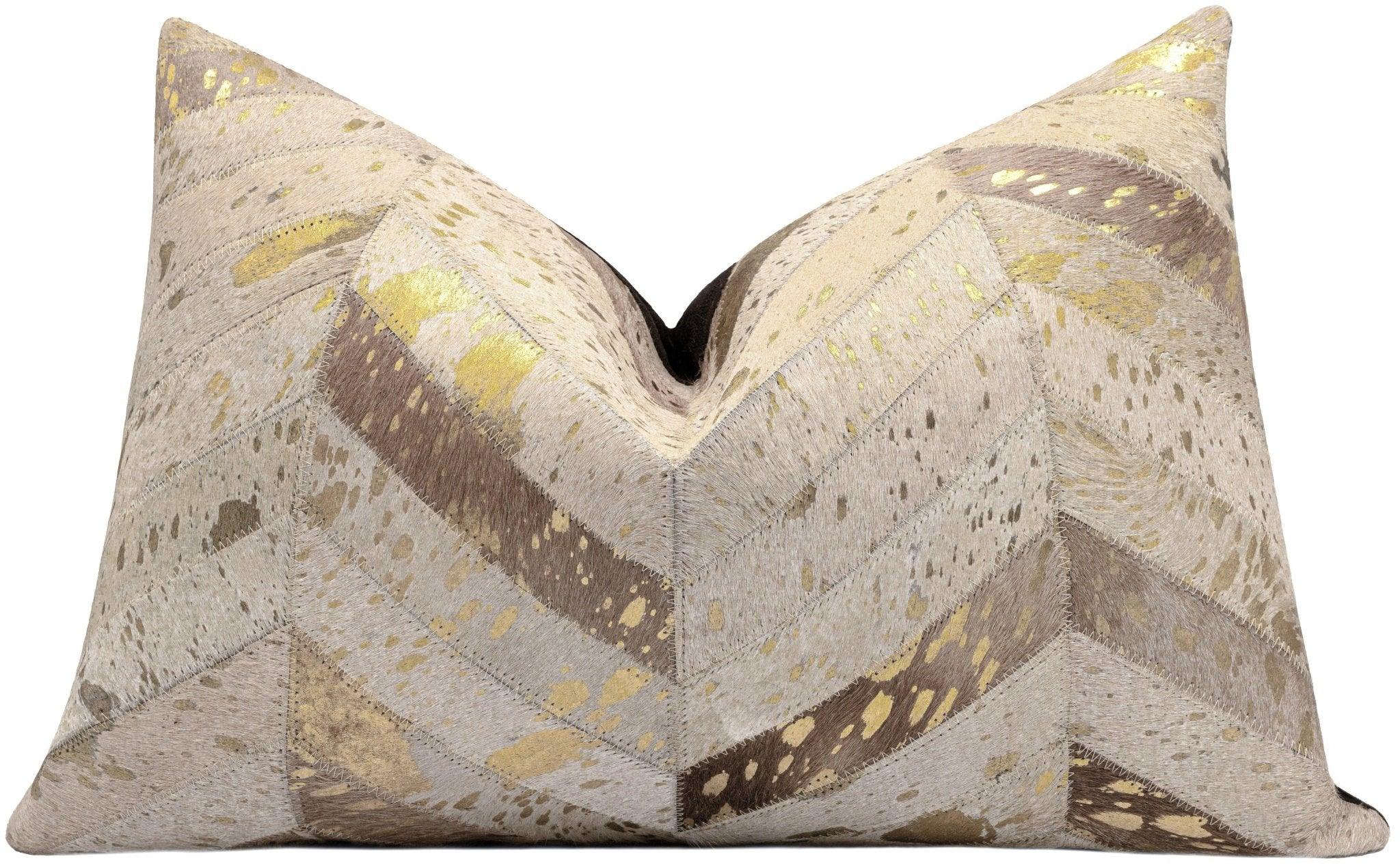 Canvello Genuine Cowhide Leather Decorative Throw Pillows - Handmade Patchwork Boho Accent Pillows For Sofa, Couch, Bed, Chair - Western Southwestern Farmhouse Pillow Covers With Feather Down Insert Included) Canvello