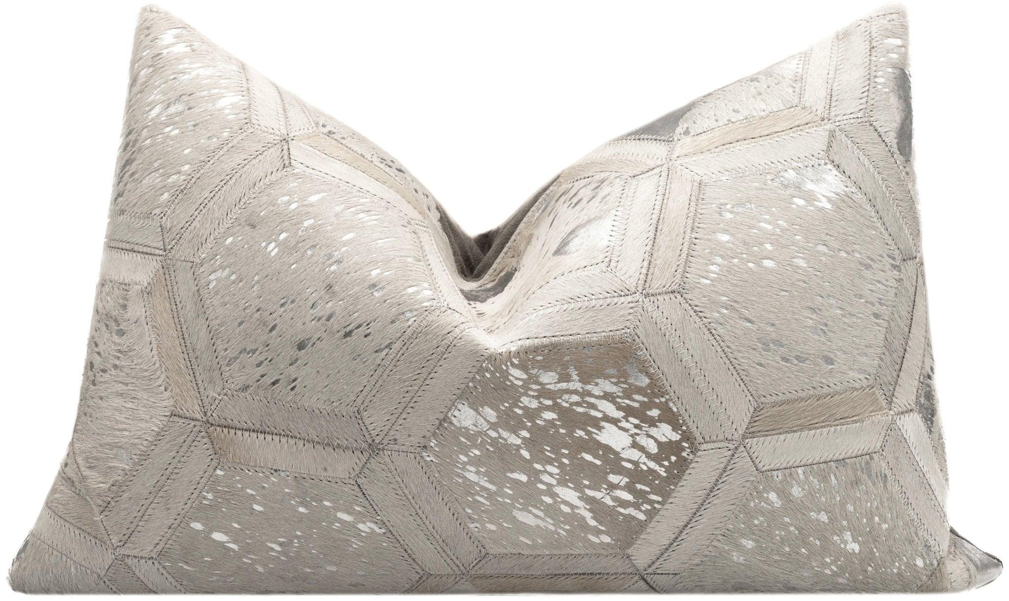 Canvello Genuine Cowhide Leather Decorative Throw Pillows - Handmade Patchwork Boho Accent Pillows For Sofa, Couch, Bed, Chair - Western Southwestern Farmhouse Pillow Covers With Feather Down Insert Included Canvello