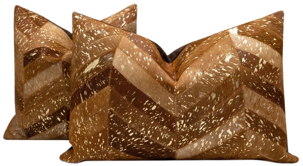 Canvello Genuine Cowhide Leather Decorative Throw Pillows - Handmade Patchwork Boho Accent Pillows For Sofa, Couch, Bed, Chair - Western Southwestern Farmhouse Pillow Covers With Feather Down Insert Included) Canvello