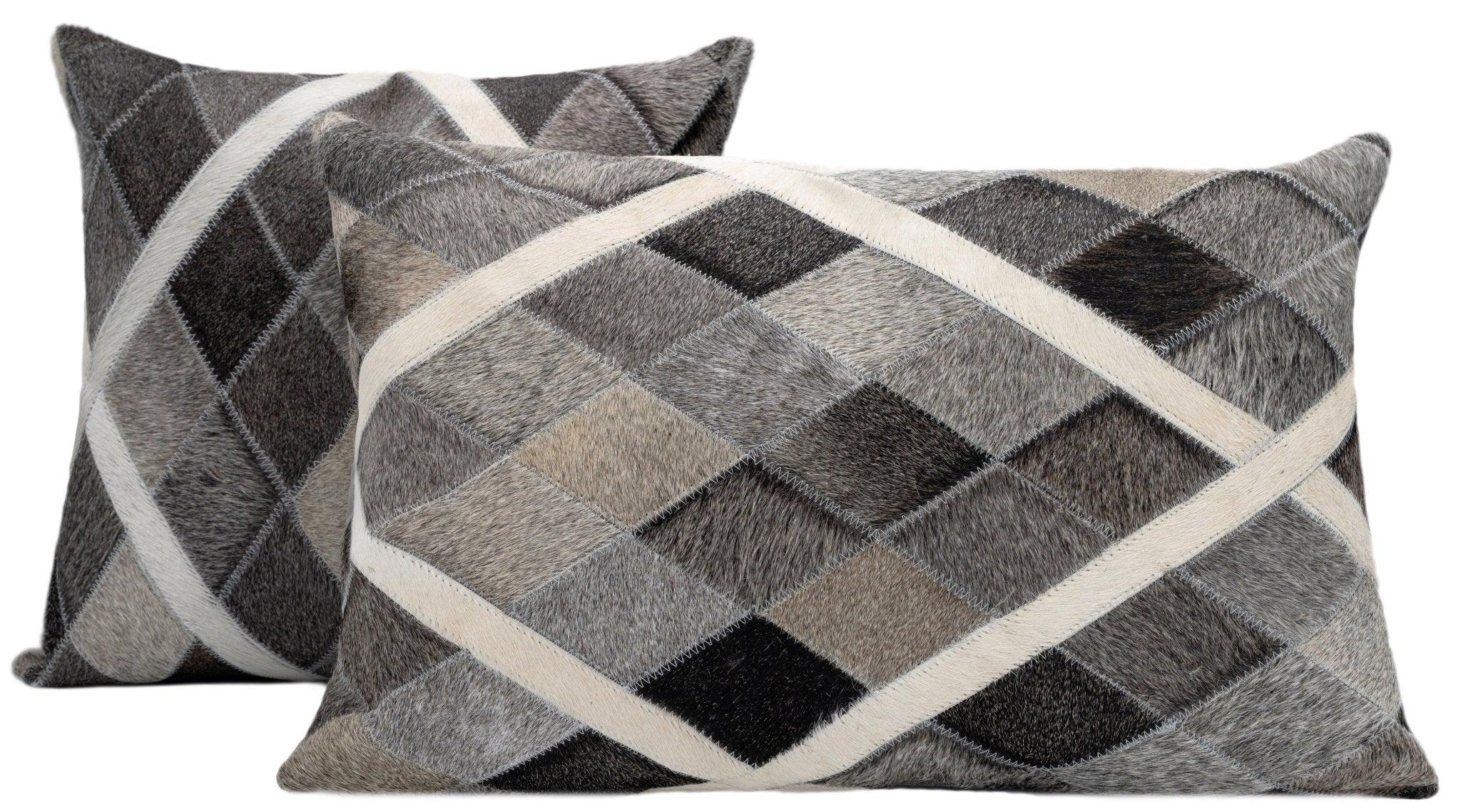 Canvello Genuine Cowhide Leather Decorative Throw Pillows - Handmade Patchwork Boho Accent Pillows For Sofa, Couch, Bed, Chair - Western Southwestern Farmhouse Pillow Covers With Feather Down Insert Included) Canvello