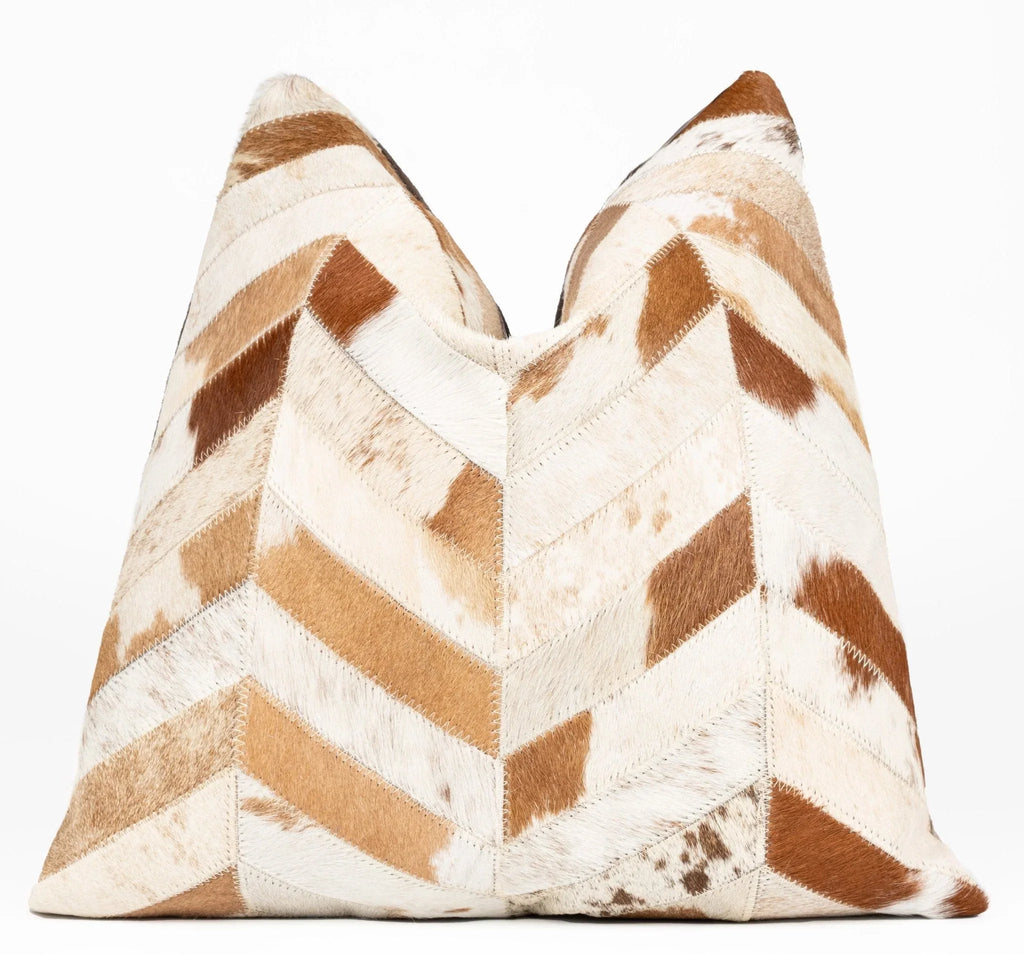 Canvello Genuine Cowhide Leather Decorative Throw Pillows - Handmade Patchwork Boho Accent Pillows For Sofa, Couch, Bed, Chair - Western Southwestern Farmhouse Pillow Covers With Feather Down Insert Included Canvello