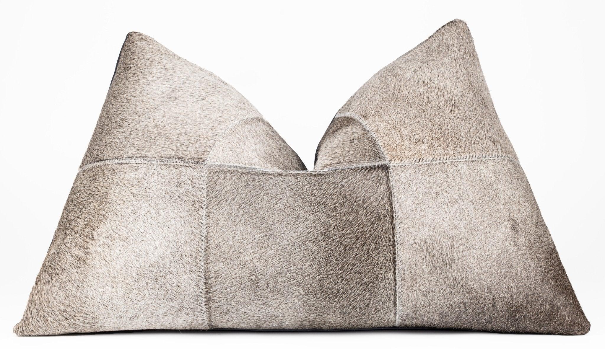 Canvello Genuine Cowhide Leather Decorative Throw Pillows - Handmade Patchwork Boho Accent Pillows For Sofa, Couch, Bed, Chair - Western Southwestern Farmhouse Pillow Covers With Feather Down Insert Included Canvello