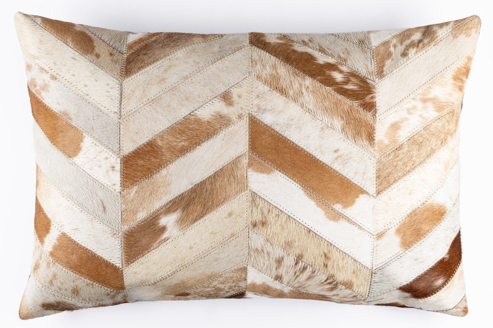 Canvello Genuine Cowhide Leather Decorative Throw Pillows - Handmade Patchwork Boho Accent Pillows For Sofa, Couch, Bed, Chair - Western Southwestern Farmhouse Pillow Covers With Feather Down Insert Included Canvello