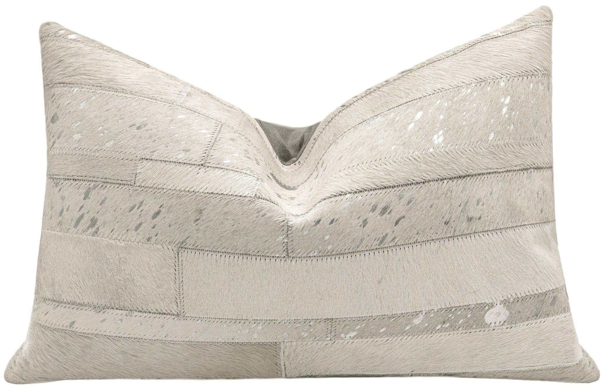 Canvello Genuine Cowhide Leather Decorative Throw Pillows - Handmade Patchwork Boho Accent Pillows For Sofa, Couch, Bed, Chair - Western Southwestern Farmhouse Pillow Covers With Feather Down Insert Included Canvello