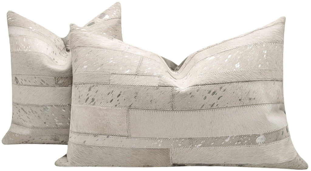 Canvello Genuine Cowhide Leather Decorative Throw Pillows - Handmade Patchwork Boho Accent Pillows For Sofa, Couch, Bed, Chair - Western Southwestern Farmhouse Pillow Covers With Feather Down Insert Included Canvello