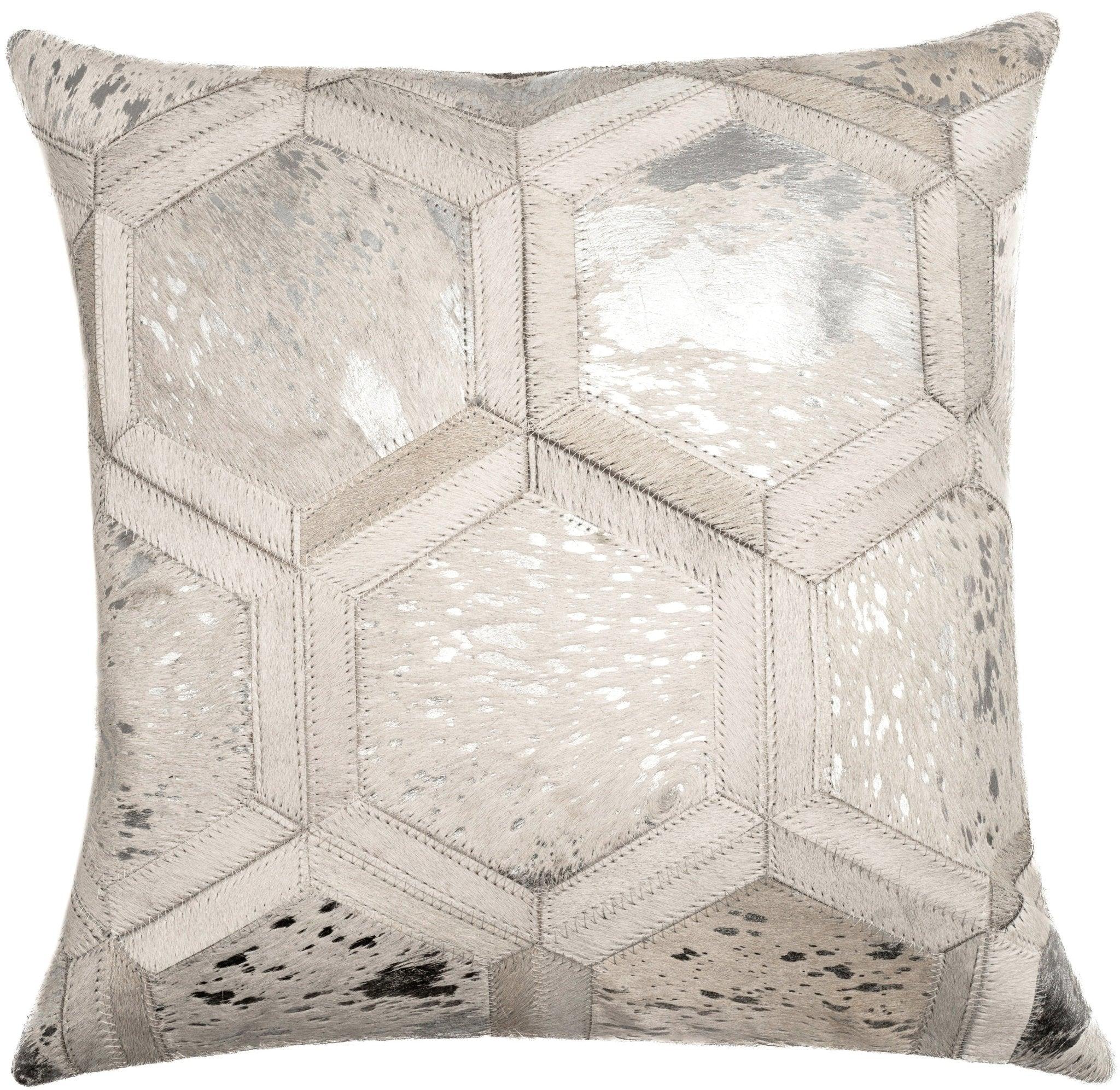 Canvello Genuine Cowhide Leather Decorative Throw Pillows - Handmade Patchwork Boho Accent Pillows For Sofa, Couch, Bed, Chair - Western Southwestern Farmhouse Pillow Covers With Feather Down Insert Included Canvello