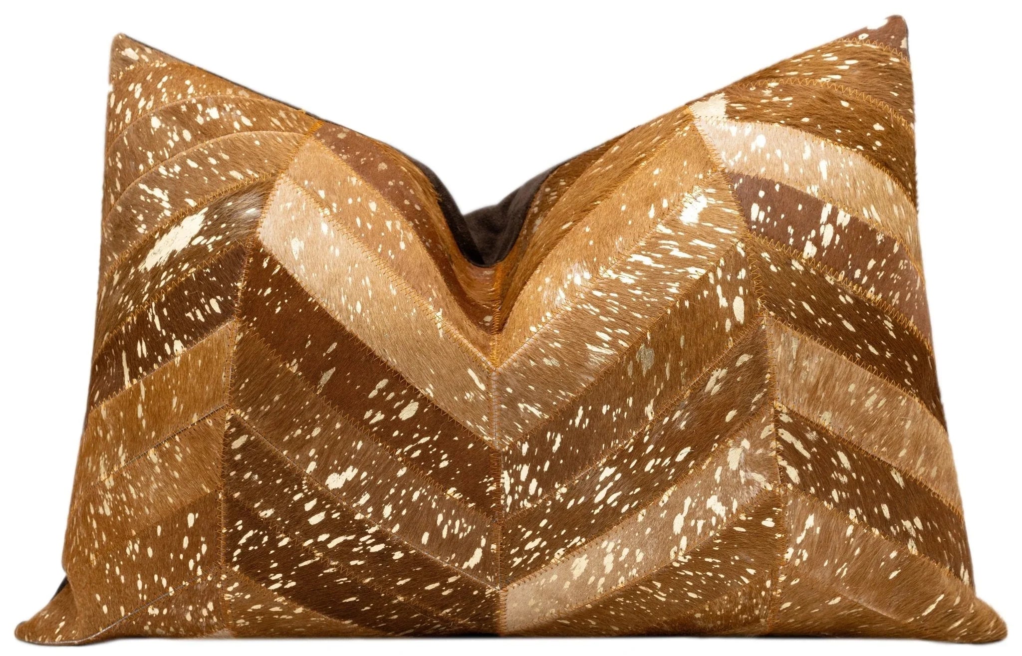 Canvello Genuine Cowhide Leather Decorative Throw Pillows - Handmade Patchwork Boho Accent Pillows For Sofa, Couch, Bed, Chair - Western Southwestern Farmhouse Pillow Covers With Feather Down Insert Included) Canvello