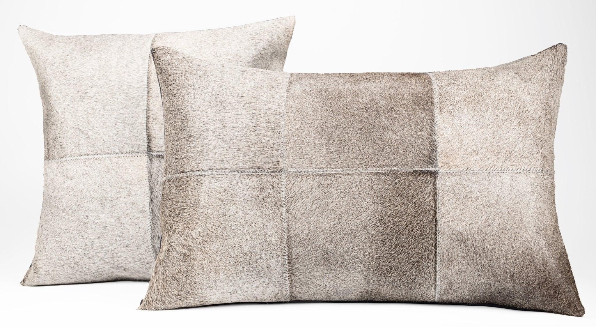 Canvello Genuine Cowhide Leather Decorative Throw Pillows - Handmade Patchwork Boho Accent Pillows For Sofa, Couch, Bed, Chair - Western Southwestern Farmhouse Pillow Covers With Feather Down Insert Included Canvello