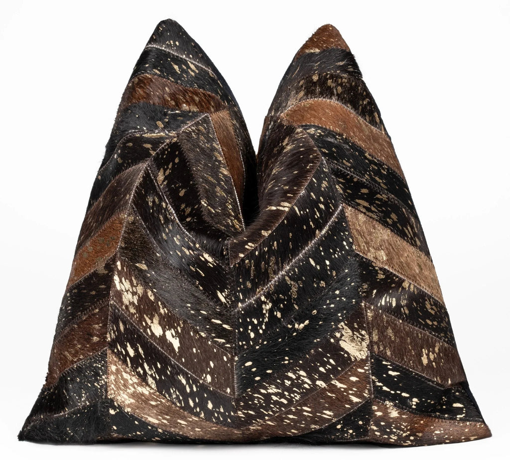 Canvello Genuine Cowhide Leather Decorative Throw Pillows - Handmade Patchwork Boho Accent Pillows For Sofa, Couch, Bed, Chair - Western Southwestern Farmhouse Pillow Covers With Feather Down Insert Included Canvello