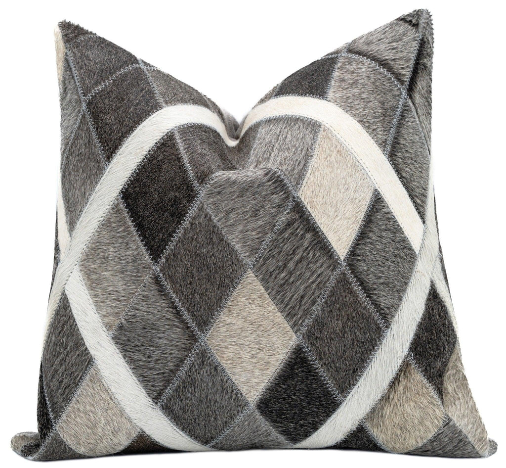 Canvello Genuine Cowhide Leather Decorative Throw Pillows - Handmade Patchwork Boho Accent Pillows For Sofa, Couch, Bed, Chair - Western Southwestern Farmhouse Pillow Covers With Feather Down Insert Included) Canvello