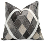 Canvello Genuine Cowhide Leather Decorative Throw Pillows - Handmade Patchwork Boho Accent Pillows For Sofa, Couch, Bed, Chair - Western Southwestern Farmhouse Pillow Covers With Feather Down Insert Included) Canvello