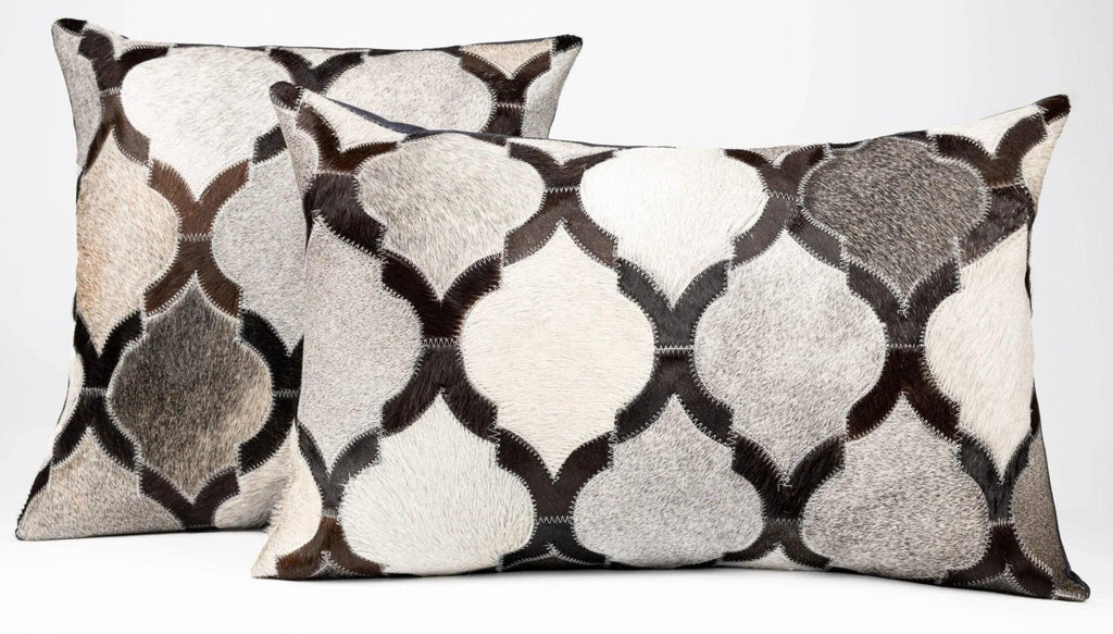 Canvello Genuine Cowhide Leather Decorative Throw Pillows - Handmade Patchwork Boho Accent Pillows For Sofa, Couch, Bed, Chair - Western Southwestern Farmhouse Pillow Covers With Feather Down Insert Included Canvello
