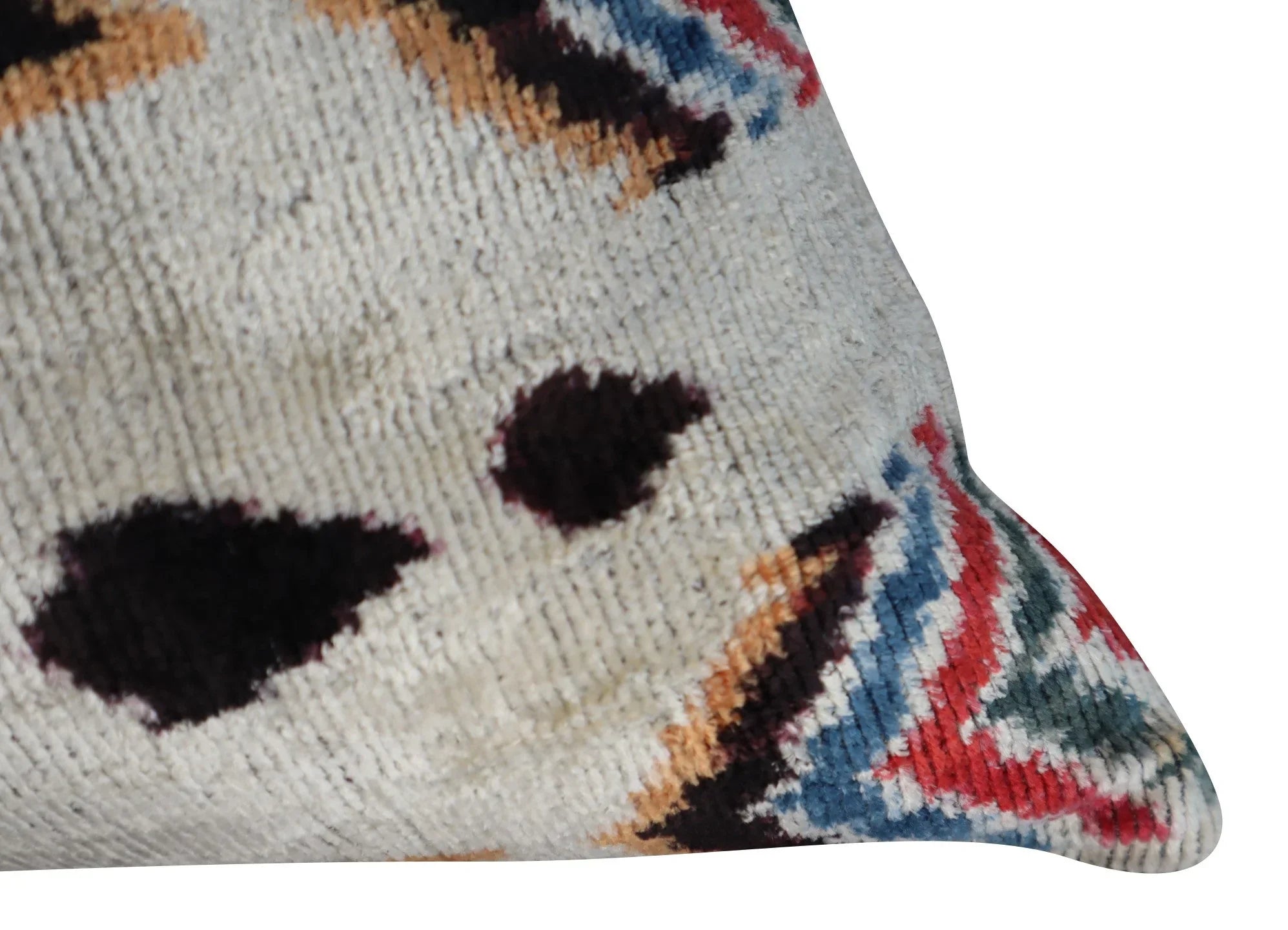 Canvello Geometric Orange Ivory Handmade 16x24 Silk Velvet Pillow, Organic Veg Dyed, Down/Feather Filled Canvello