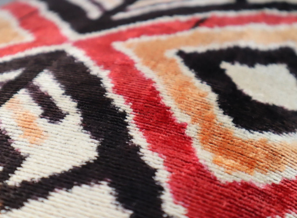Canvello Geometric Orange Ivory Handmade 16x24 Silk Velvet Pillow, Organic Veg Dyed, Down/Feather Filled Canvello