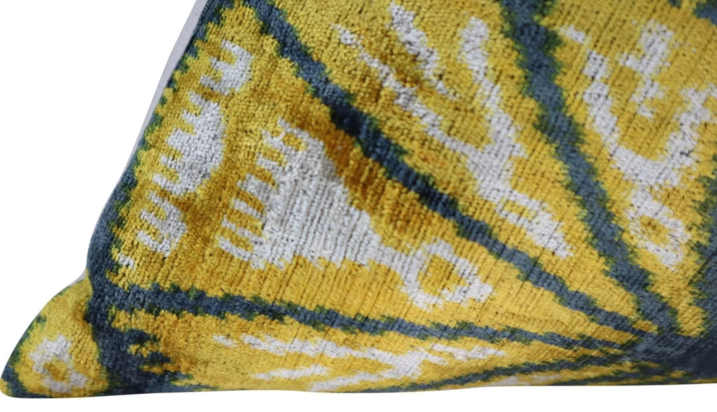 Canvello Gold Gray Handmade 16x24 Silk Velvet Pillow, Organic Veg Dyed, Down/Feather Filled Canvello