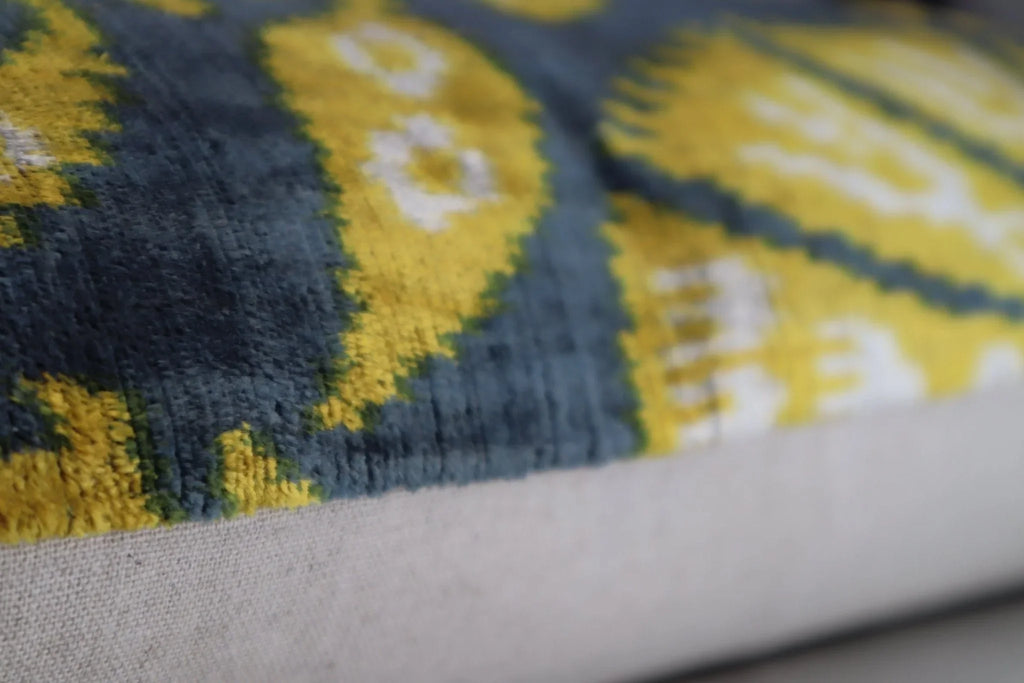 Canvello Gold Gray Handmade 16x24 Silk Velvet Pillow, Organic Veg Dyed, Down/Feather Filled Canvello