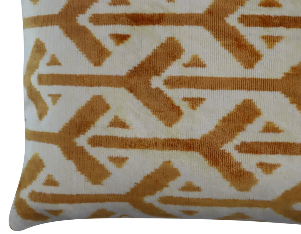 Canvello Gold Ivory Handmade 16x24 Silk Velvet Pillow, Organic Veg Dyed, Down/Feather Filled Canvello