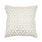 Canvello Grandcanyon Geometric Gold Foil Cotton Pillow, White Canvello