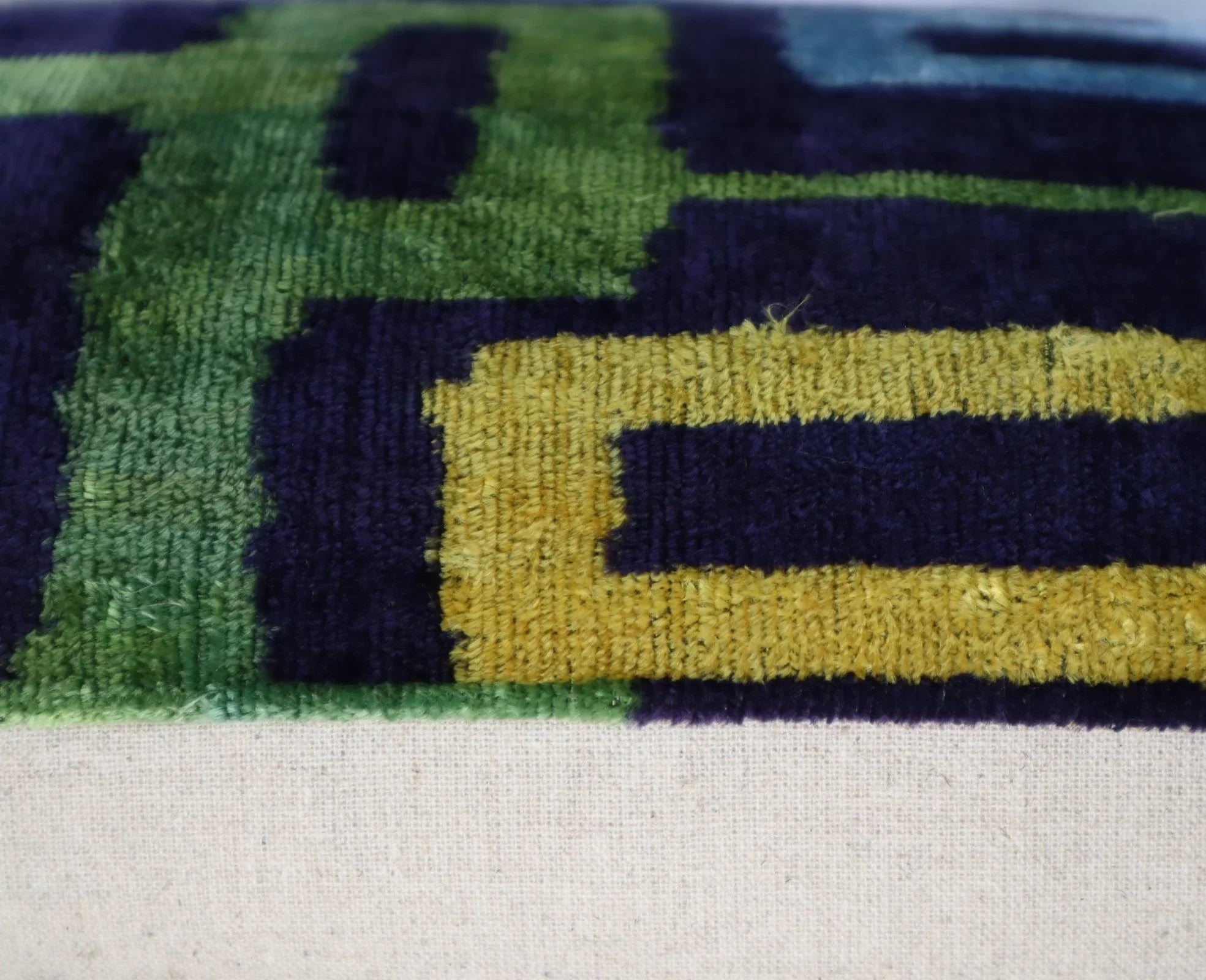 Canvello Green Blue  Handmade 16x24 Silk Velvet Pillow, Organic Veg Dyed, Down/Feather Filled Canvello