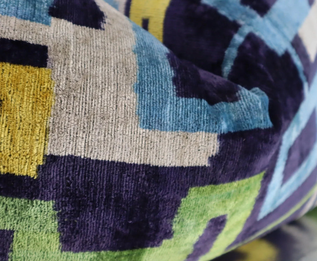 Canvello Green Blue  Handmade 16x24 Silk Velvet Pillow, Organic Veg Dyed, Down/Feather Filled Canvello