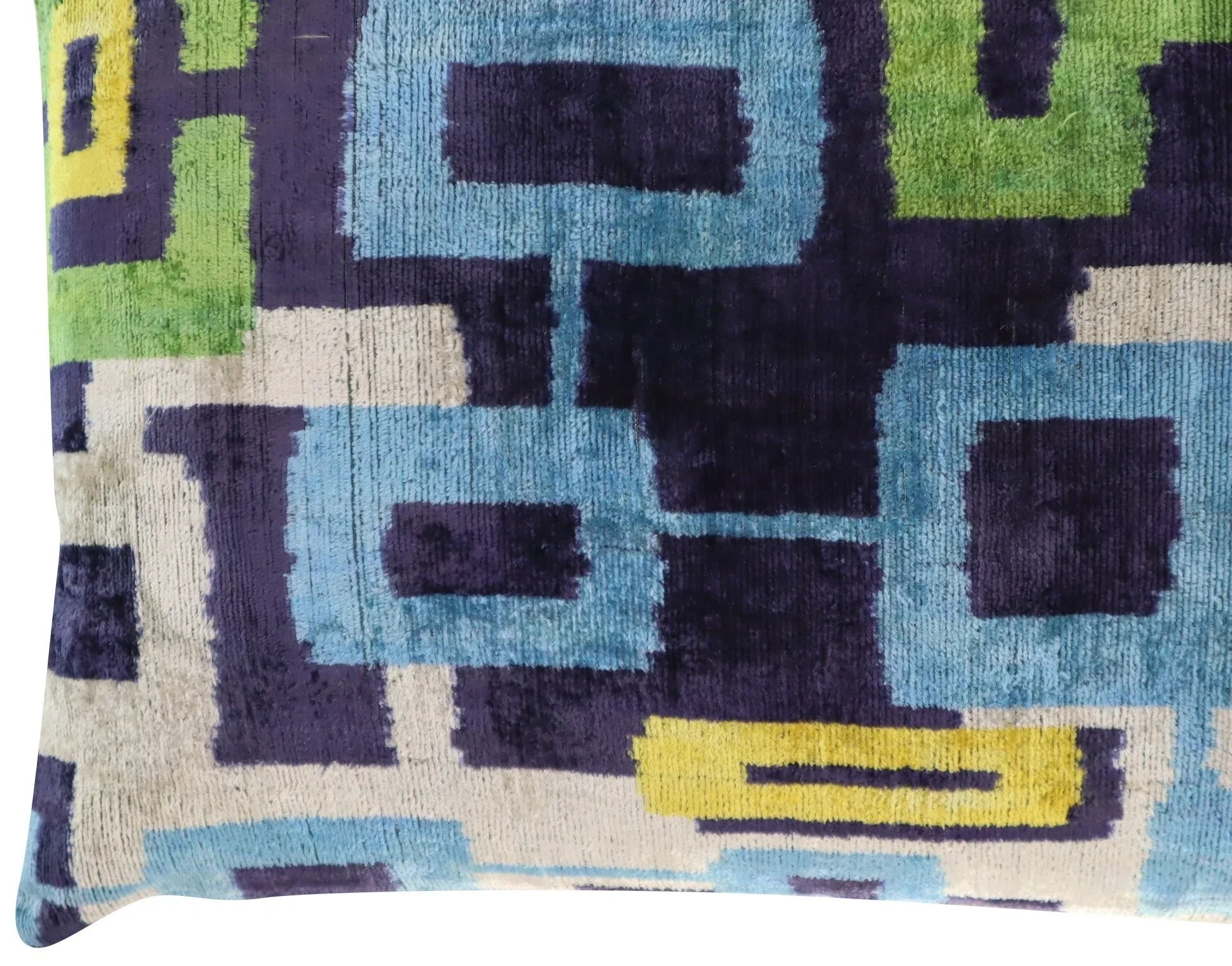 Canvello Green Blue  Handmade 16x24 Silk Velvet Pillow, Organic Veg Dyed, Down/Feather Filled Canvello