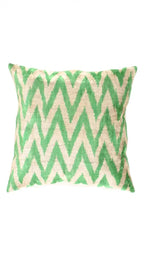 Canvello Green Color Turkish Velvet Silk ikat pillow - 24'' X 24" Canvello