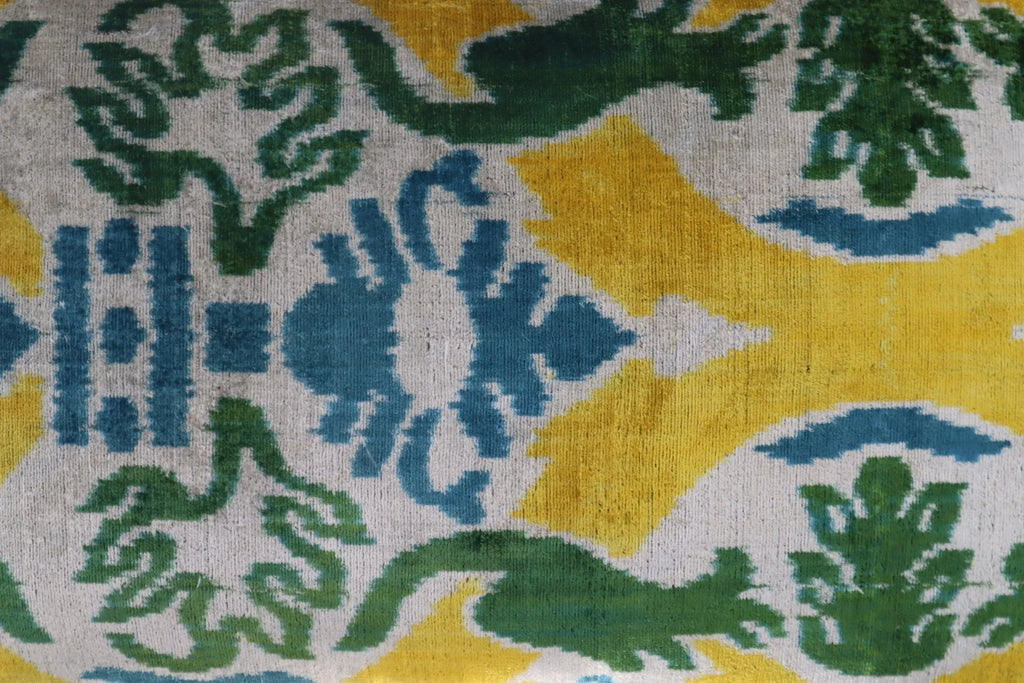Canvello Green Yellow Blue Handmade 16x24 Silk Velvet Pillow, Organic Veg Dyed, Down/Feather Filled Canvello