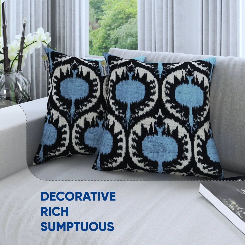 Canvello Handmade Blue Black Velvet Throw Pillows - 18x18 Canvello