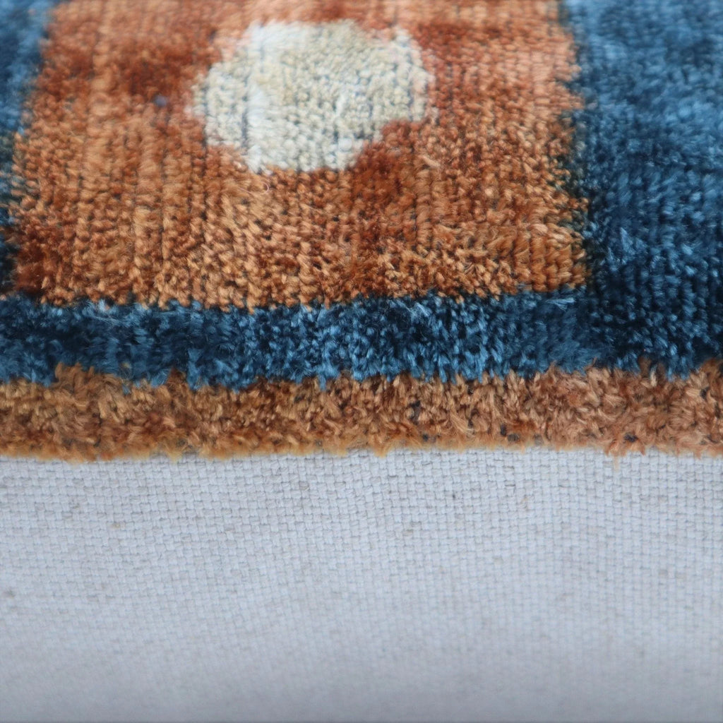Canvello Handmade Brown & Blue Pillow With Down Cover - 16x24 Canvello
