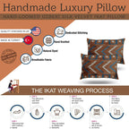 Canvello Handmade Brown & Blue Pillow With Down Cover - 16x24 Canvello