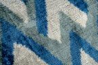 Canvello Handmade Chevron Velvet Throw Pillow in Blue and Grey - Ideal for Modern and Coastal Decor - 24x16 in Canvello