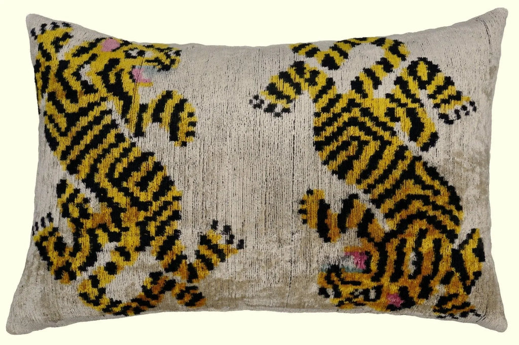 Canvello Handmade Designer Tiger Throw Pillow Down Filled - 16"X24" Canvello