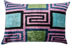 Canvello Handmade Geometric Velvet Throw Pillow with Vibrant Pink Blue Green - Perfect for Modern Interiors - 16x24 in Canvello
