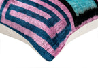 Canvello Handmade Geometric Velvet Throw Pillow with Vibrant Pink Blue Green - Perfect for Modern Interiors - 16x24 in Canvello