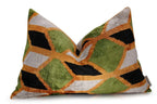Canvello Handmade Gold Army Green Throw Pillows - 16x24 in, back view - House Of Avana