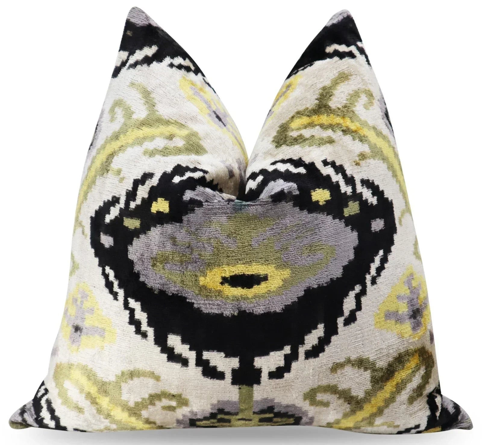 Canvello Handmade Gray Ivory Gold Velvet Throw Pillows - 20x20, lifestyle image - House Of Avana