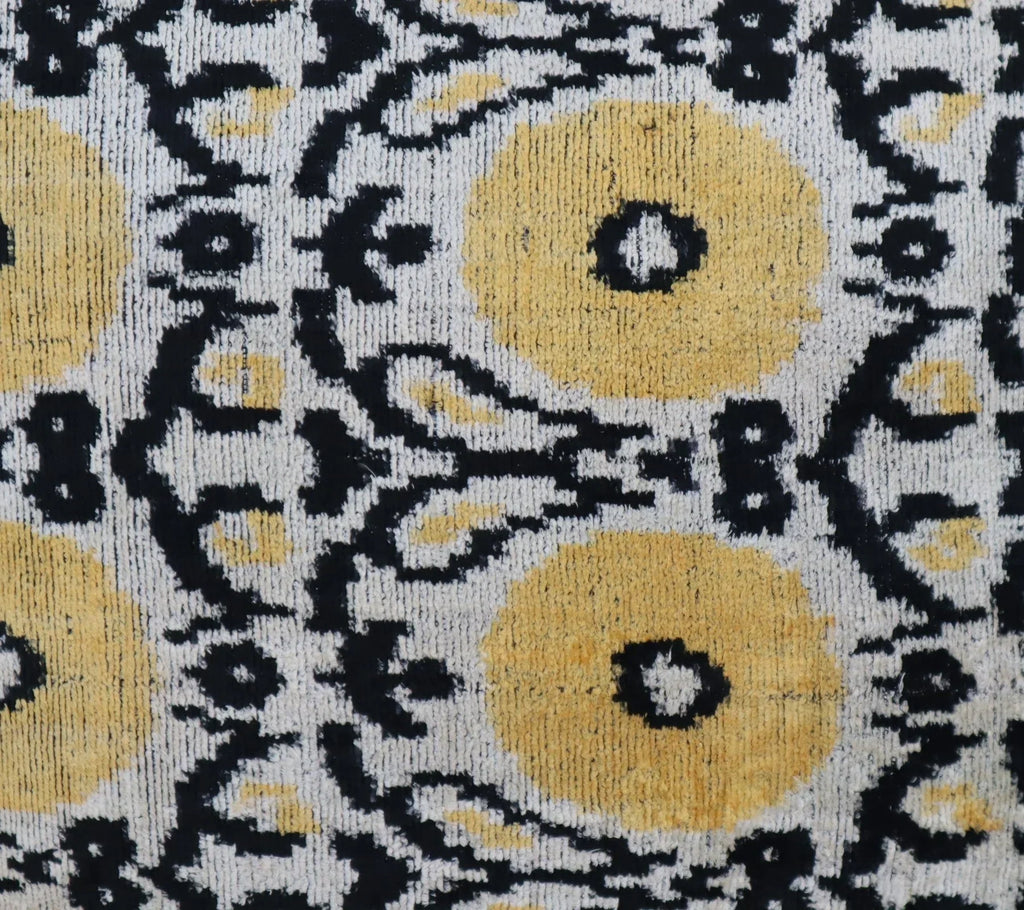 Canvello Handmade Gray Ivory Yellow Velvet Throw Pillows - 20x20, texture detail - House Of Avana