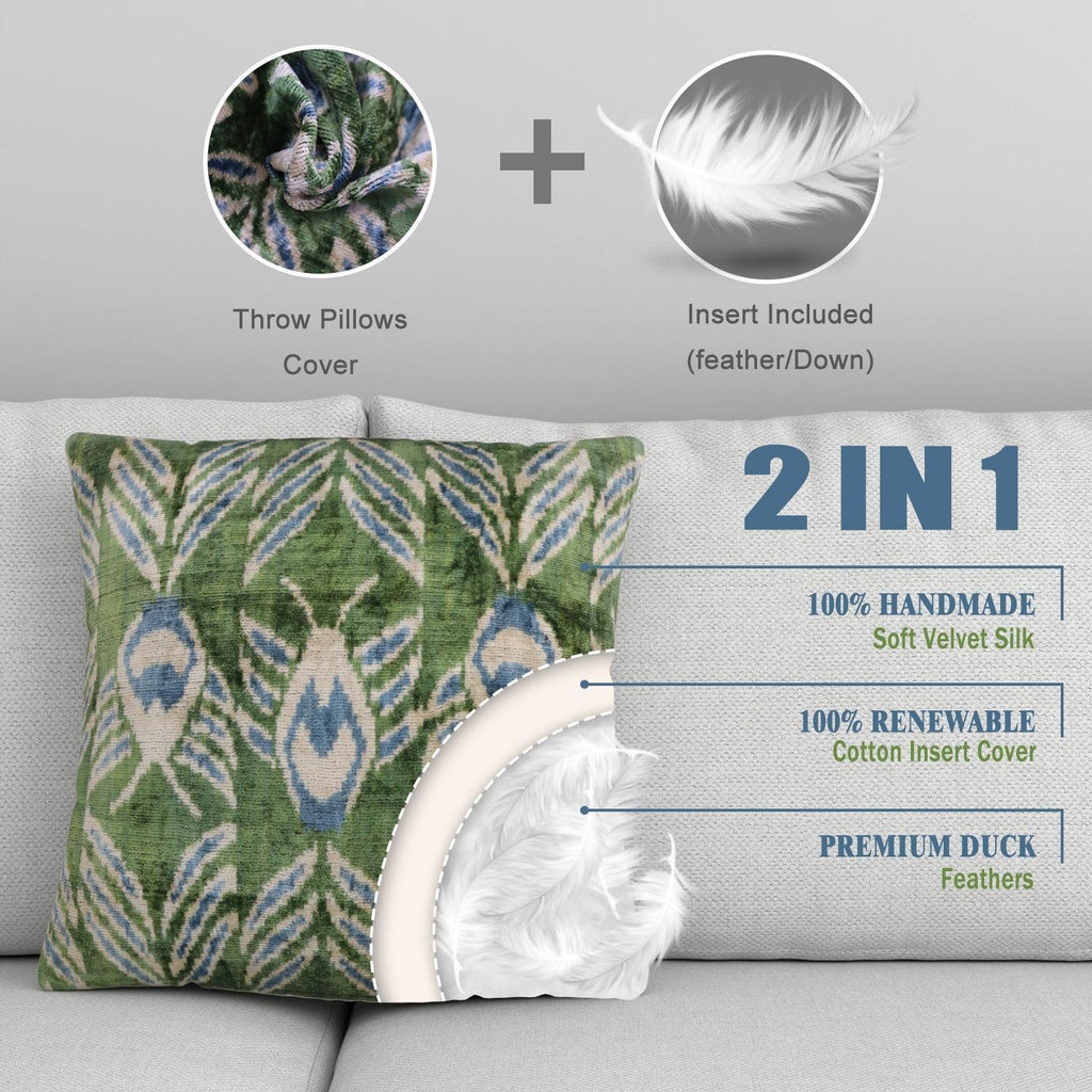 Canvello Handmade Green Velvet Throw Pillows - 20x20 Canvello