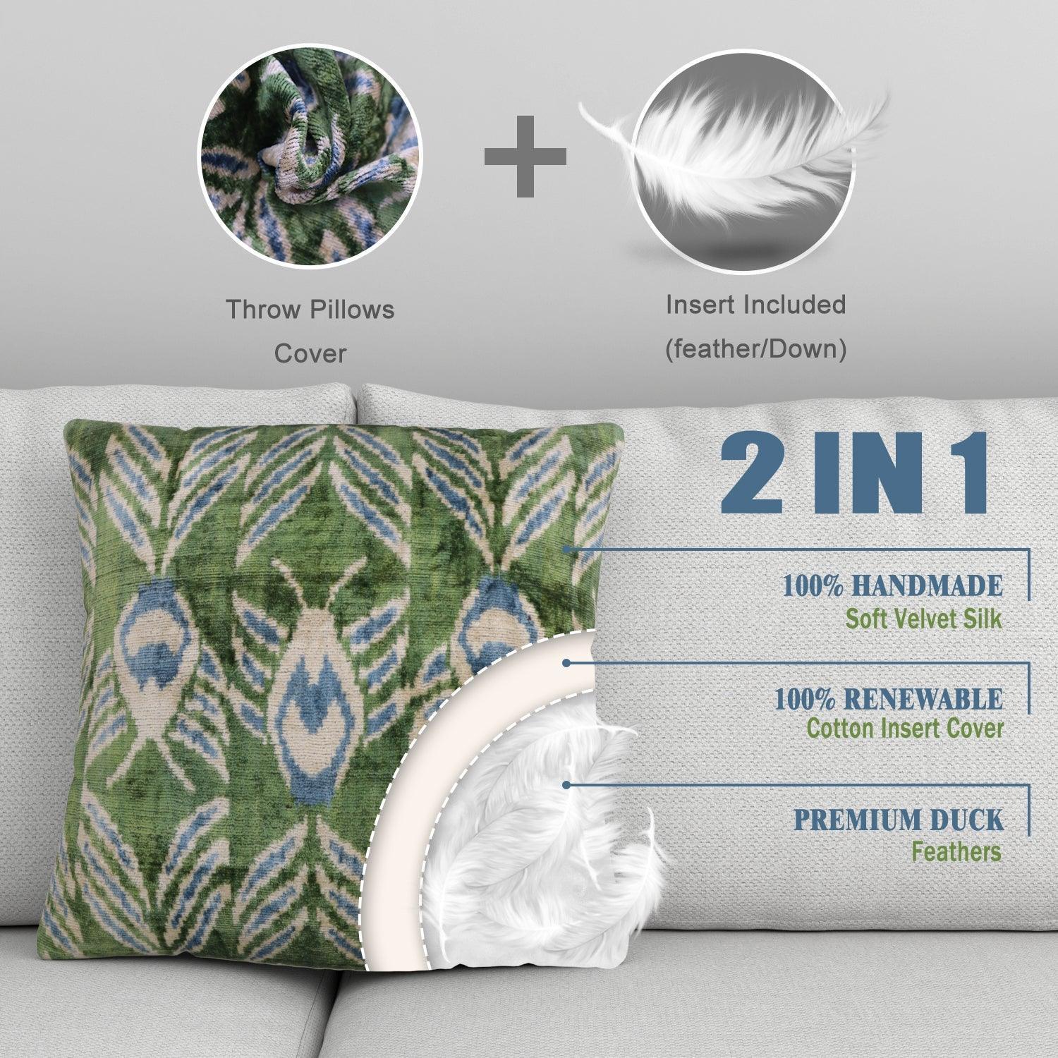 Canvello Handmade Green Velvet Throw Pillows - 20x20 Canvello