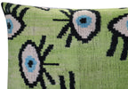 Canvello Handmade Luxury Handmade Velvet Silk Evil Eye Throw Pillow With Down Insert Canvello
