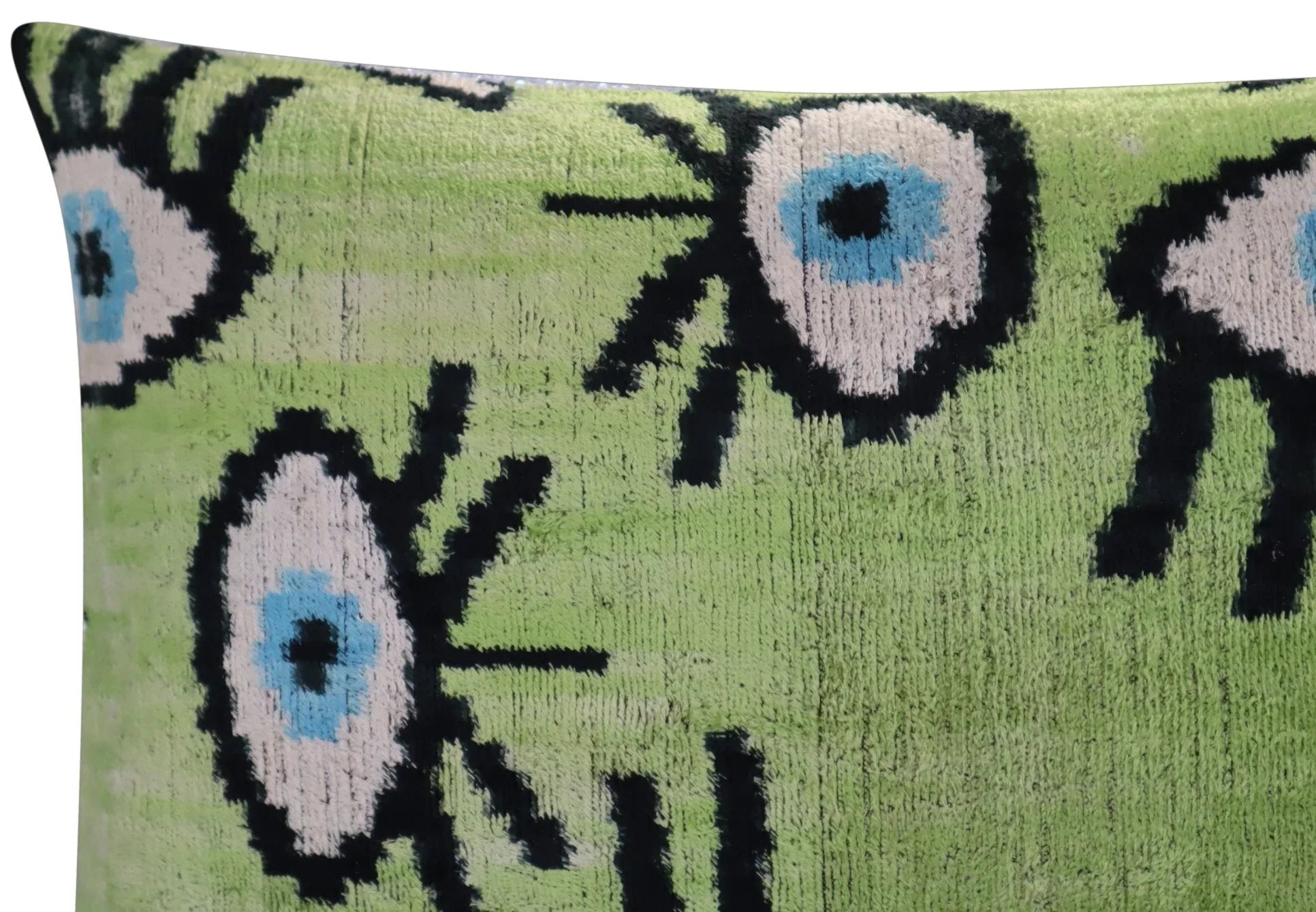 Canvello Handmade Luxury Handmade Velvet Silk Evil Eye Throw Pillow With Down Insert Canvello