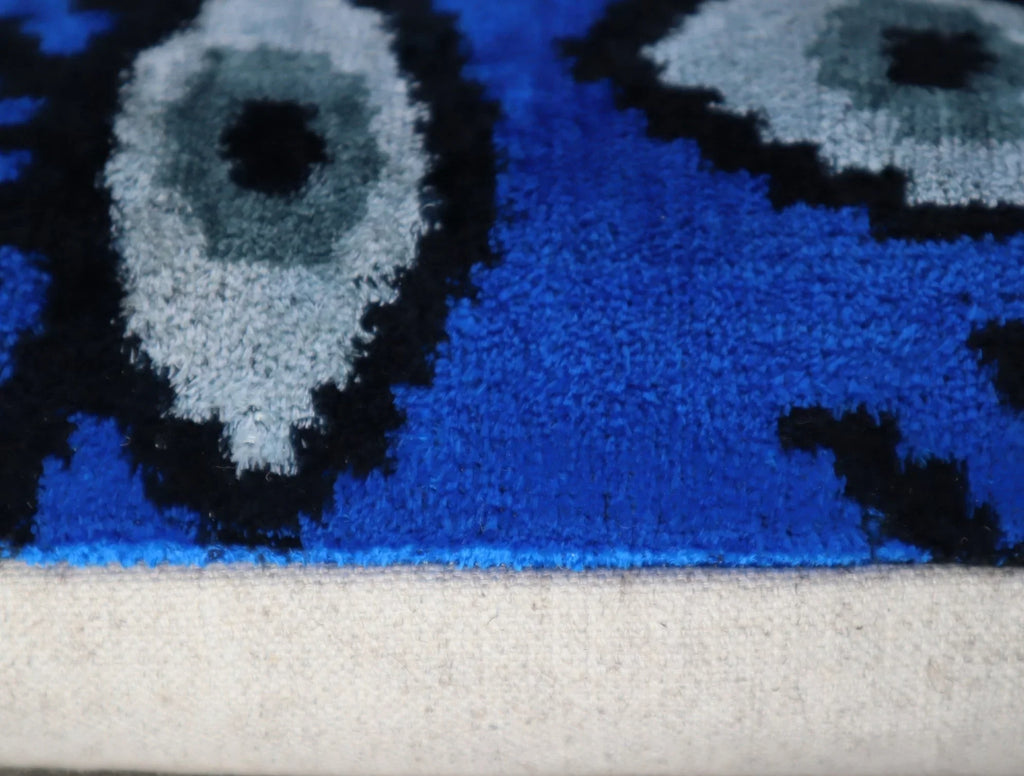 Canvello Handmade Luxury Handmade Velvet Silk Evil Eye Throw Pillow With Down Insert Canvello