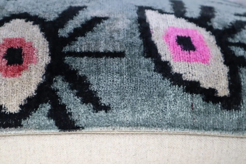 Canvello Handmade Luxury Handmade Velvet Silk Evil Eye Throw Pillow With Down Insert Canvello