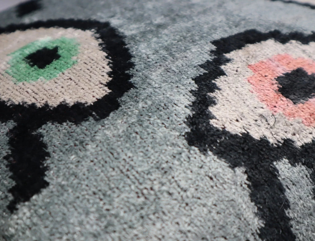 Canvello Handmade Luxury Handmade Velvet Silk Evil Eye Throw Pillow With Down Insert Canvello