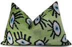 Canvello Handmade Luxury Handmade Velvet Silk Evil Eye Throw Pillow With Down Insert Canvello